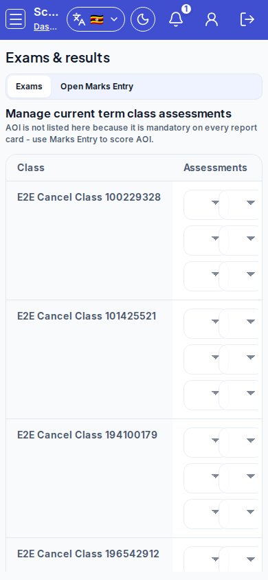 Exams &amp; marks step 4 mobile