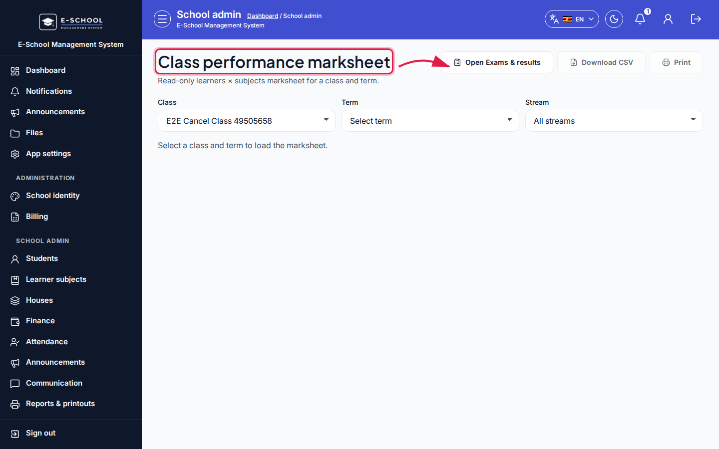 Class performance marksheet step 3 desktop