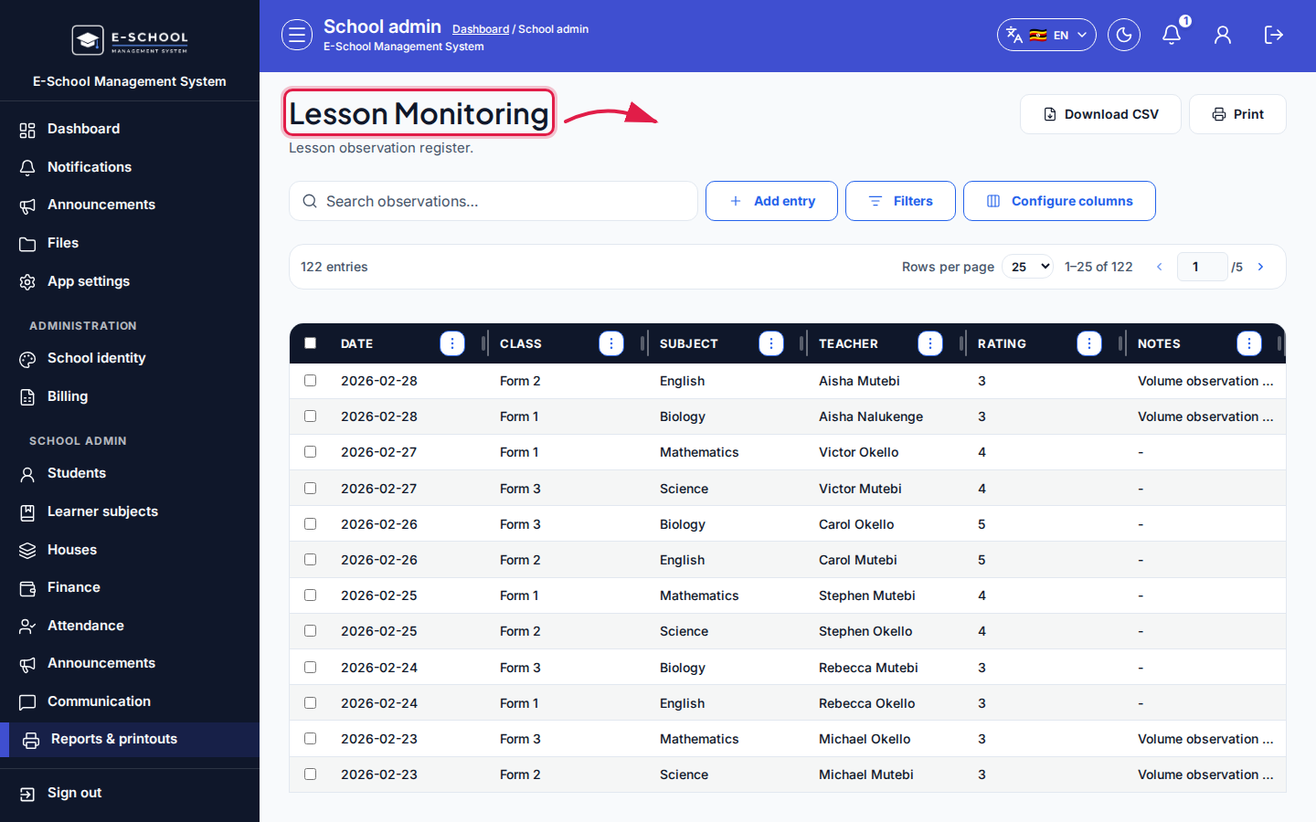 Lesson Monitoring step 4 desktop