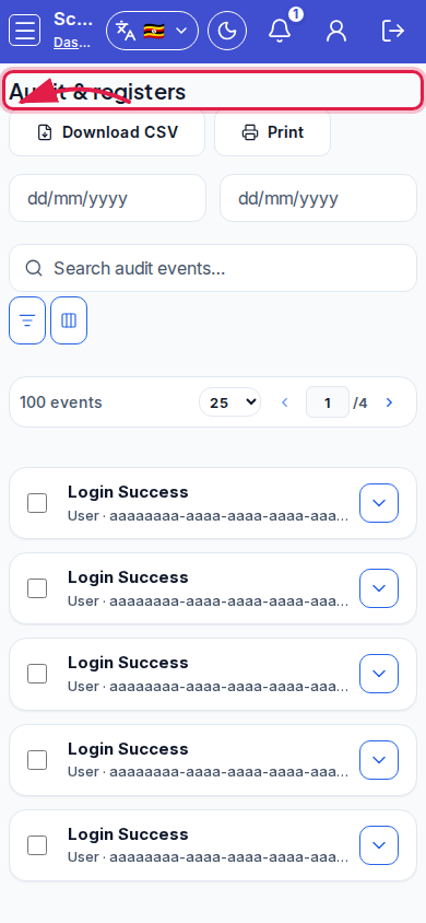 Audit &amp; registers step 5 mobile