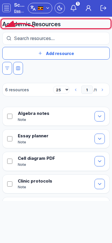Academic Resources step 5 mobile