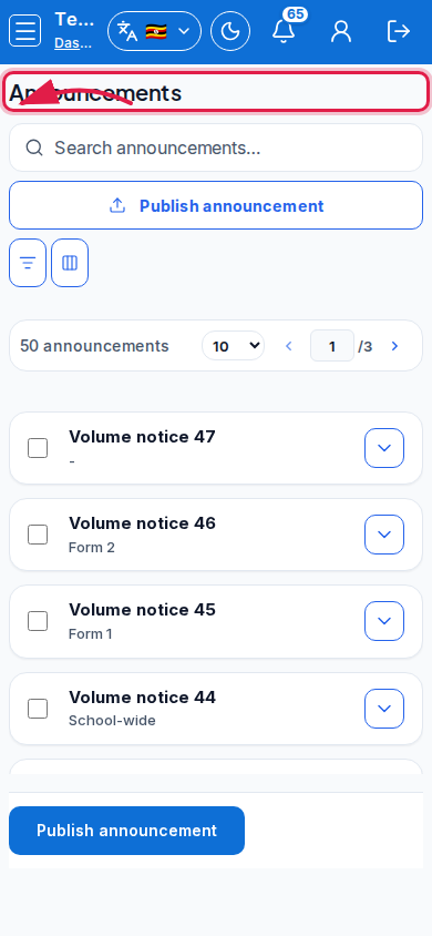 Announcements step 5 mobile