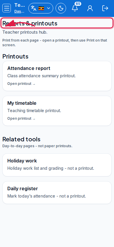 Reports &amp; printouts step 1 mobile
