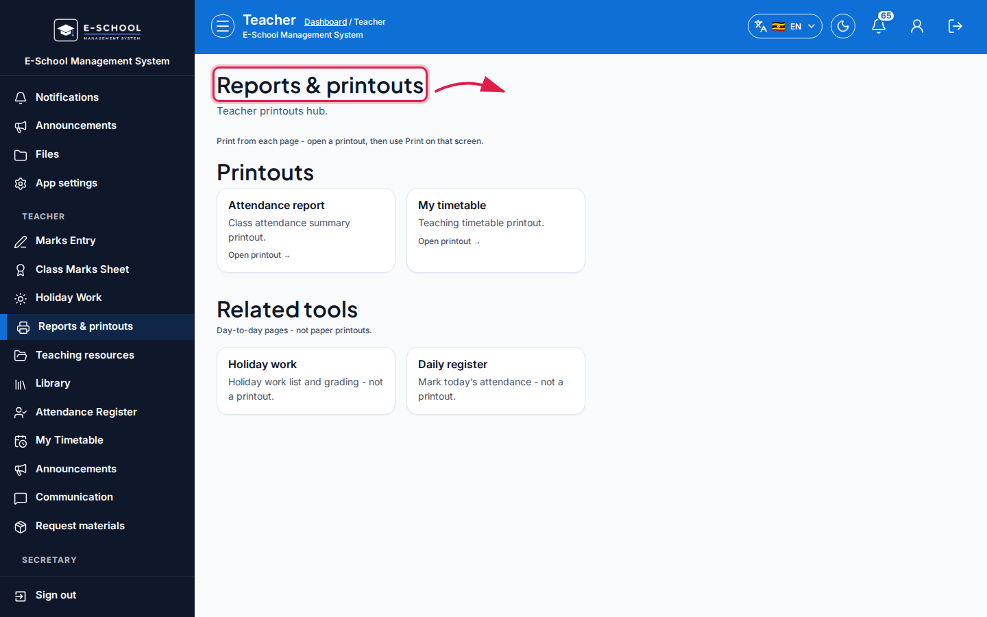 Reports &amp; printouts step 5 desktop